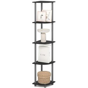 Furinno TURN-N-TUBE Scaffale Angolare, Libreria Angolare a 5 Ripiani, Scaffali di Stoccaggio Aperti, per Organizzazione e Ripostiglio, Soggiorno, Home Office, Garage, Camera da Letto, Nero Semplice