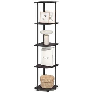 Furinno TURN-N-TUBE Scaffale Angolare, Libreria Angolare a 5 Ripiani, Scaffali di Stoccaggio Aperti, per Organizzazione e Ripostiglio, Soggiorno, Home Office, Garage, Camera da Letto, Moka Scuro