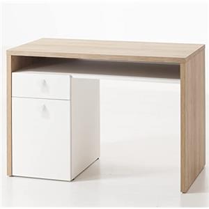 Composad | Scrivania della Linea GLOBO con 1 Cassetto, 1 Anta e 1 Vano, Scrivania Cameretta per PC Con Cassetti, (LxAxP) 110x76,70x60,20 cm, Colore Rovere e Bianco Laccato, Made in Italy