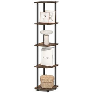 Furinno TURN-N-TUBE Scaffale Angolare, Libreria Angolare a 5 Ripiani, Scaffali di Stoccaggio Aperti, per Organizzazione e Ripostiglio, Soggiorno, Home Office, Garage, Camera da Letto, Rovere Ambra
