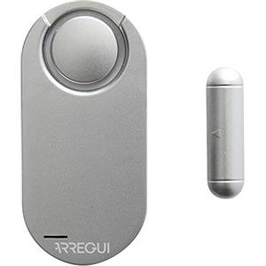 ARREGUI AL012 Allarme per casa e abitazioni | Sensore di allarme per porte e finestre con 2 telecomandi | Alarme sonoro wireless con batteria | Antifurto porta | Argento