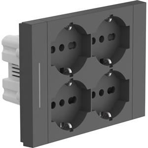 Electraline 22119 Multipresa da incasso Quadra 4 Posti Universali P40, compatibile con tutte le scatole da incasso 3 posti, Con interruttore/Deviatore, Nero