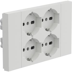 Electraline 22108 Multipresa da incasso Quadra 4 Posti Universali P40, compatibile con tutte le scatole da incasso 3 e 4 posti (muratura o cartongesso), Bianco