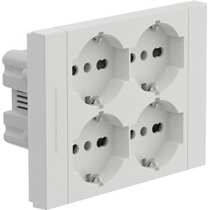 Electraline 22109 Multipresa da incasso Quadra 4 Posti Universali P40, compatibile con tutte le scatole da incasso 3 posti, Con interruttore/Deviatore, Bianco