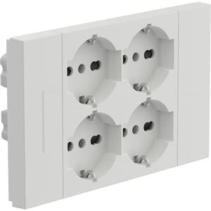 Electraline 22159 Multipresa da incasso Quadra 4 Posti Universali P40, compatibile con tutte le scatole da incasso 3 e 4 posti, Con interruttore/Deviatore, Bianco