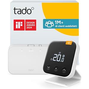 tado° Termostato Intelligente Wireless X - Kit base + supporto Funziona con la maggior parte delle caldaie e pompe di calore (Relè/OpenTherm). Controllo via app e smart speaker.