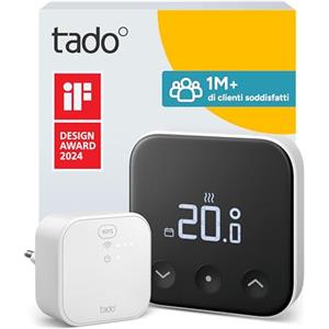 tado° termostato intelligente X - Starter Kit, termostato ambiente cablato e Bridge X, controllo del riscaldamento tramite app e smart speaker (Alexa, Siri, Google)
