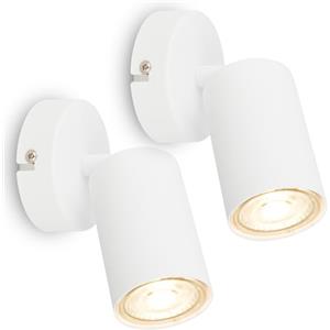 BRILONER - Set di 2 applique da parete per interni, attacco GU10, max. 9 W, applique camera da letto, interno, lampada parete, camera da letto, 8 x 15,5 cm, bianco