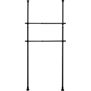 WENKO Asta appendiabiti Herkules, due pezzi, per completare il sistema telescopico più adatto, in metallo, per cabine armadio o guardaroba, incl. supporti in plastica, estraibile fino a 120 cm, nera