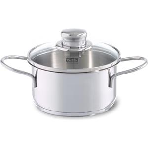 Fissler Pentolina in acciaio inox 1L, 14 cm, mini pentola con coperchio in vetro, adatta per fornelli a induzione, colore: argento