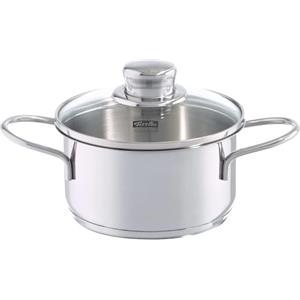 Fissler Pentolina in acciaio inox 0.5 L, 12 cm, mini pentola con coperchio in vetro, adatta per fornelli a induzione