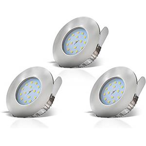 B.K.Licht Faretti LED ad incasso, 5W, diametro foro 60mm, faretti per bagno ultrasottili da soffitto, luce calda, plastica color nickel opaco, set da 3, 230V, IP44