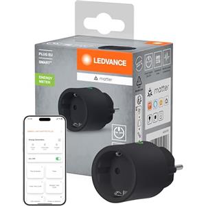 LEDVANCE SMART+ Indoor Plug, Presa intelligente con Matter over WiFi, per l'integrazione di dispositivi tradizionali nella smart home, compatibile con Alexa, Google e Apple, nero, confezione da 1