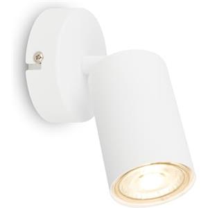Briloner - Lampada da parete orientabile per interni, attacco GU10, max. 9 W, lampada da lettura, applique, faretto da parete, soggiorno, cucina, corridoio, Bianco, 1 Luce, metallo, Ø80x155mm (DxA)