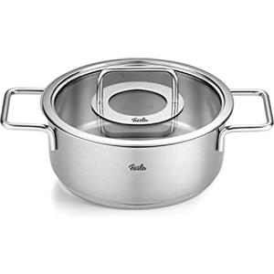 Fissler Pure Collection - Pentola per arrosto in acciaio inox (diametro 20 cm, 2,4 L) con coperchio in metallo, scala graduata interna, compatibile induzione