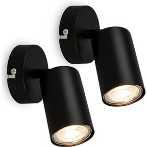 BRILONER - Set di 2 applique da parete per interni, attacco GU10, max. 9 W, applique camera da letto, interno, lampada parete, camera da letto, 8 x 15,5 cm, nero