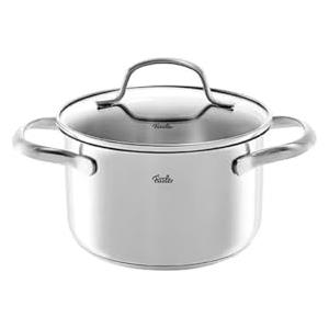 Fissler San Francisco Pentola in acciaio inox 1.9 L, 16 cm, con coperchio in vetro, bordo di versamento, scala di misurazione, cottura a induzione