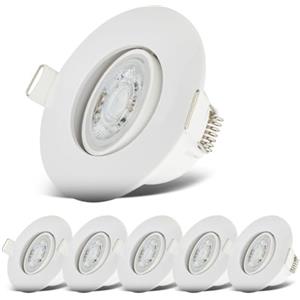 B.K.Licht - Set di 6 Faretto LED da Incasso 230V, Faretto LED Orientabili per il Bagno IP65, 9 x 4,2 cm (DxH), Bianco