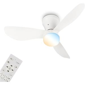 BRILONER - Ventilatore da soffitto con luce LED, telecomando, motore DC silenzioso con 3 velocità, CCT e luminosità regolabile, pale rimovibili, lampadario ventilatore da soffitto, 78 cm, bianco