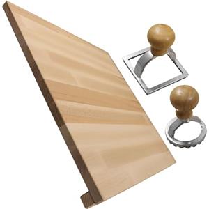Fackelmann Set Tagliere spianatoia e stampini per ravioli 2 pezzi, per impastare e stendere pasta, 2 stampi per ravioli e biscotti in alluminio, tagliere in legno di faggio