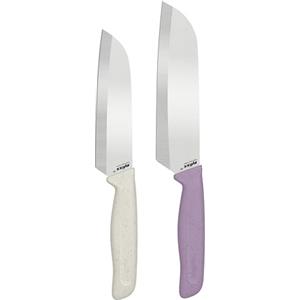 zyliss Classico Coltelli da Cucina (2 Pezzi), Set di Coltelli Santoku Professionali, Coltello Giapponese in Acciaio Inossidabile, Lame Affilate, Foderi Inclusi, Coltello per Carne, Pesce e Verdura