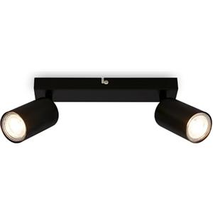 Briloner - Plafoniera LED Soffitto, attacco GU10, max. 9 W, lampadario soggiorno, camera da letto, cucina, bagno, faretti led soffitto, applique da parete, nero, 2 Luci