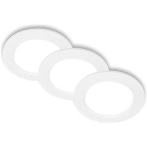 BRILONER - Set di 3 faretti da incasso LED 230V piatti, luce bianca neutra, 6W 660lm ciascuno, faretto LED, faretti da soffitto, 68mm, 120x28mm (DxH), bianco