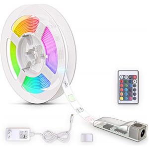 B.K.Licht LED rgb, 3m, Strisce LED, telecomando, colorata, accorciabile, adesiva, luci led camera da letto, Striscia LED 3 metri, LED Striscia, rivestimento in silicone trasparente, led camera
