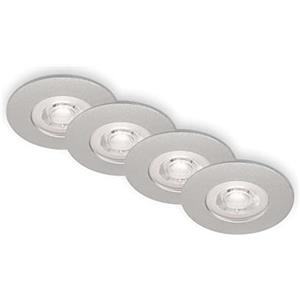 BRILONER - Set di 4 luci LED da incasso a soffitto, luci da incasso ultrapiatte, faretti da incasso per bagno, faretti da incasso per bagno IP44, cromo opaco, 90x25 mm (DxH)