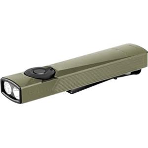 OLIGHT Arkfeld Ultra Torcia Ricaricabile da 1400 Lm con Led UV, Luce Verde e Luce Bianca, Torcia Piatta per Lavorare, Controllare e per l'Uso All'Aperto (Verde Oliva)