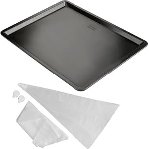 Zenker Set Forno e Decorazione Zenker con Teglia in Carbon Steel Antiaderente 42×32 cm e Sac à Poche Monouso con 3 Beccucci per Biscotti, Dolci e Preparazioni Salate