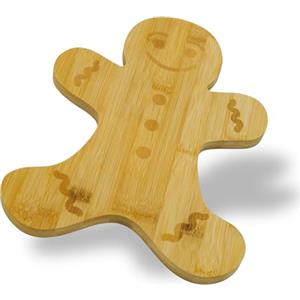 Zenker Tagliere di Natale in Legno di Bambù 100% Certificato FSC - Design Gingerbread 31x23 cm - Vassoio da portata ideale per Antipasti, Salumi, Formaggi e Dolci Natalizi