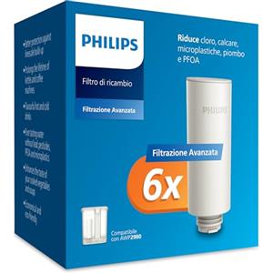 Philips Water Filtri di Ricambio per Erogatore di Acqua Filtrata su Richiesta - Confezione da 6, Filtro Taste+ Che Migliora il Gusto e Riduce le Impurità, Senza BPA