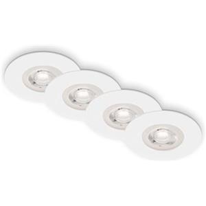 BRILONER - Set di 4 luci LED da incasso a soffitto, luci da incasso ultrapiatte, faretti da incasso per bagno, faretti da incasso per bagno IP44, bianco opaco, 90x25 mm (DxH)