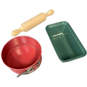 Zenker Set di 3 Pezzi con 2 stampi da Forno con Rivestimento Antiaderente e 1 mattarello. Tortiera 12 x 5 cm Mini Plumcake 16x9x4,6cm, Mattarello 21x3,5cm