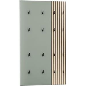 Schildmeyer Alexa - Pannello appendiabiti da parete, materiale in legno derivato, finitura effetto pannello fonoassorbente, verde pistacchio, set pannello appendiabiti