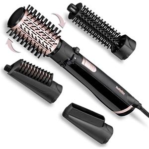 BaByliss Spazzola rotante ad aria calda, 4 accessori intercambiabili per asciugare, modellare, lisciare e volumizzare, 2 temperature più aria fredda, 2 direzioni di rotazione, 1000 W AS200E