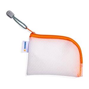 HERMA 20253 Custodia da viaggio con cerniera A7 trasparente arancione, piccola tasca con chiusura lampo, beauty case per cellulare, cavo di ricarica, cosmetici, penne, chiavi