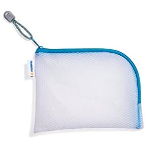 HERMA 20025 Custodia da viaggio con cerniera A6 blu trasparente, piccola tasca con chiusura lampo, beauty case per cellulare, cavo di ricarica, cosmetici, penne, chiavi