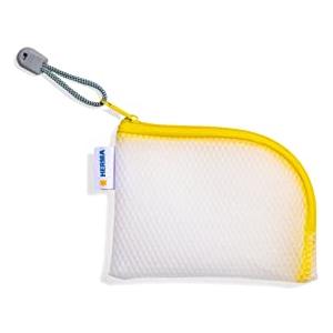 HERMA 20252 Custodia da viaggio con cerniera A7 giallo trasparente, piccola tasca con chiusura lampo, beauty case per cellulare, cavo di ricarica, cosmetici, penne, chiavi