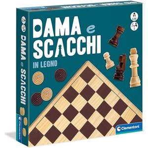 Clementoni - Dama e Scacchi in Legno, Gioco da Tavolo Ragazzi 6+ Anni e Adulti, per 2 Giocatori, Idea Regalo Made in Italy, Lingua Italiana, 16828