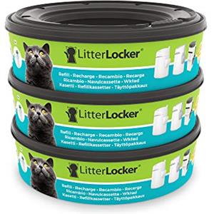 LitterLocker Confezione da 3 ricariche Rotonde di Pellicola in plastica per Gatto, 17 x 17 x 15 cm, Colore: Verde