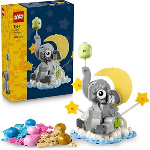 LEGO Baby Elefantino tra le Stelle - Set di Costruzione per Adulti - Kit di Modellismo con Figura di Animale e Accessori per Decorare la Cameretta - Idea Regalo per Neogenitori - 40814