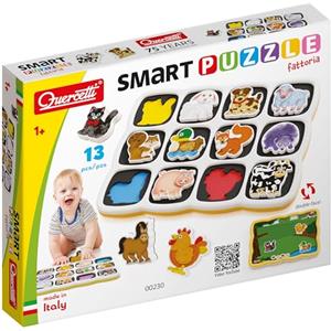 Quercetti Smart Puzzle Fattoria, Puzzle Magnetico Bambini 1-5 Anni, Giochi Bambini 1 Anno, Lavagna magnetica Double-Face, Stimola Fantasia, Manualità e Coordinazione, Giochi per Bambini Made in Italy