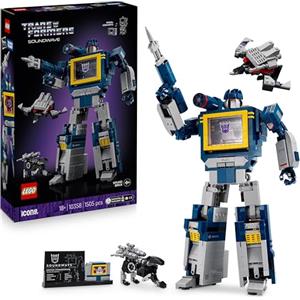 LEGO Icons Transformers: Soundwave Set per Adulti - Kit di Modellismo da Esposizione con Figure Trasformabili tra cui Laserbeak e Ravage, e un Mattoncino Sonoro - Regalo da Collezione per Fan - 10358