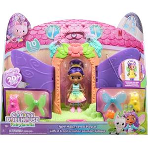 DREAMWORKS GABBY'S DOLLHOUSE Gabby's Dollhouse Fairylandia, Set di Gioco Magica trasformazione in Fata con funzionalità trasformabile e Accessori per la casa delle Bambole, Giocattoli per Bambini e Bambine dai 3 Anni in su