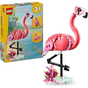 LEGO Creator 3in1 Wild Animals: Pink Flamingo Toy - Transforms into a Cockatoo Parrot Figure or Axolotl - Creative Birthday Gift for 8+ Year Old Girls & Boys - 31170