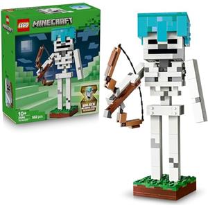LEGO Minecraft Scheletro Giocattolo - Action Figure di Mob con Elmo di Diamante, Arco e Frecce e Base in Erba - Decorazione Cameretta - Regalo per Gamer, Bambini e Bambine da 10 Anni in su - 21594