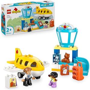 LEGO DUPLO La Prima Volta in Aeroporto - Gioco Educativo per la Motricità Fine con Aereo Giocattolo, 2 Figure e un Orsacchiotto - Regalo di Compleanno per Bambini e Bambine da 2 Anni in su - 10443