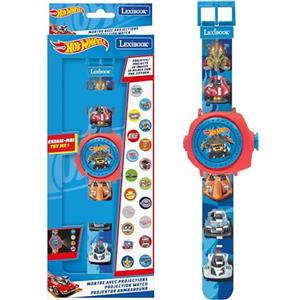Lexibook, Hot Wheels, Orologio da proiezione Regolabile con Schermo Digitale, 20 Immagini Hot Wheels, per Bambini, Blu, DMW050HWLXB